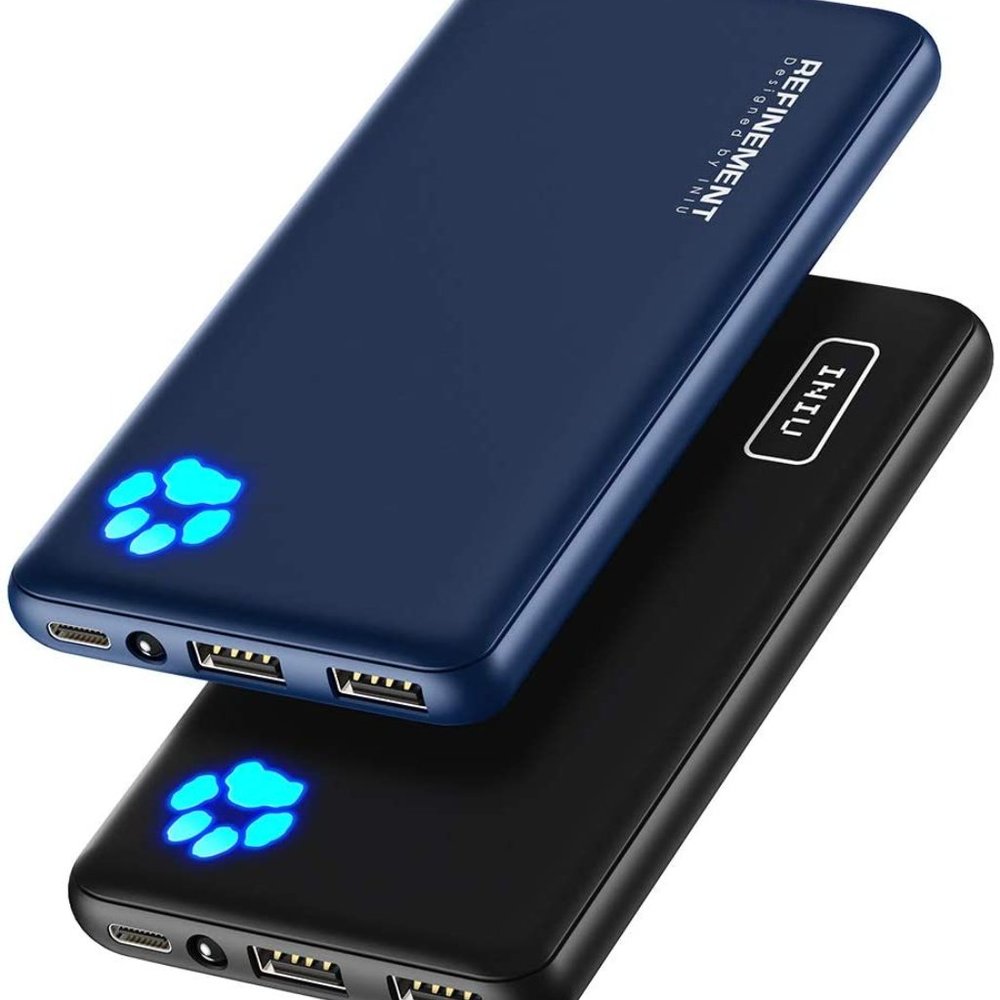 [2 Pack] INIU Portable Charger, Slimmest & Lightest Triple 3A USB C High-Speed 1